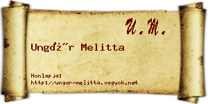 Ungár Melitta névjegykártya